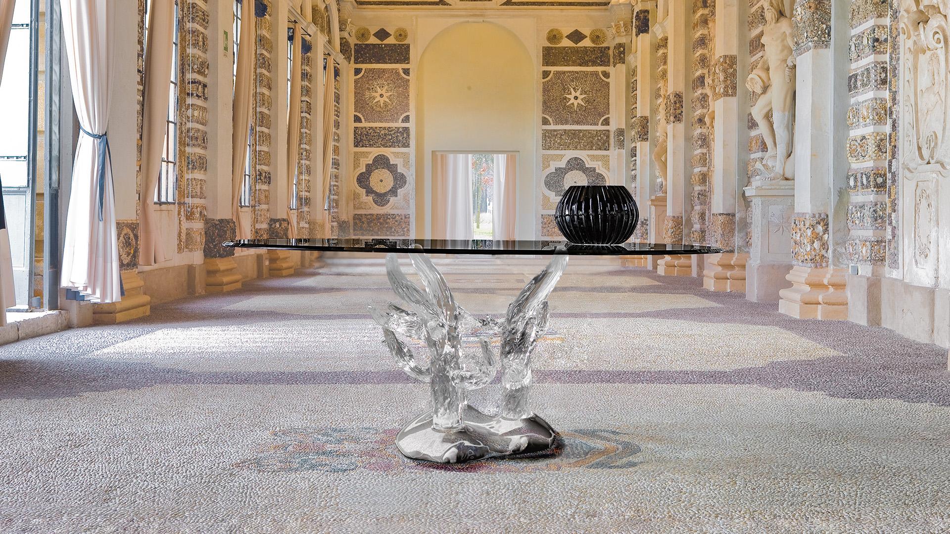 CORALLO Round glass dining table