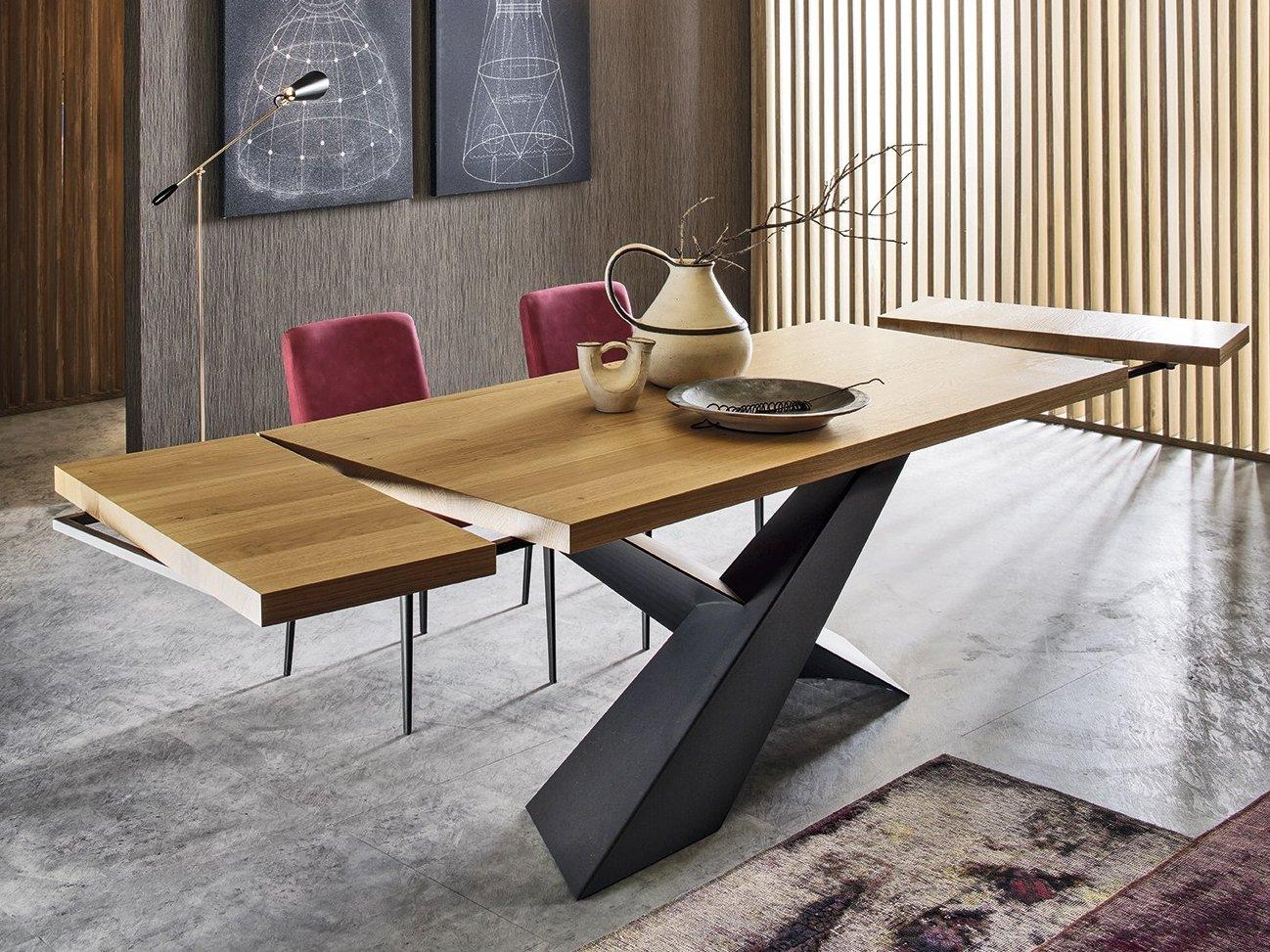 LIVING - GRAPHITE &AMP; OAK Extending rectangular wooden dining table
