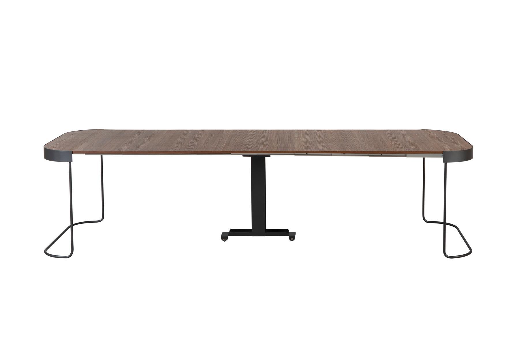 CORA Extendable oval console in walnut and steel base