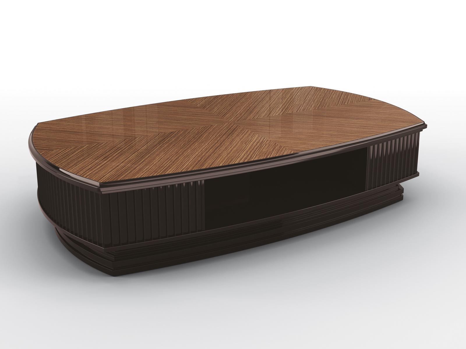 OTTO Low rectangular walnut coffee table with storage space