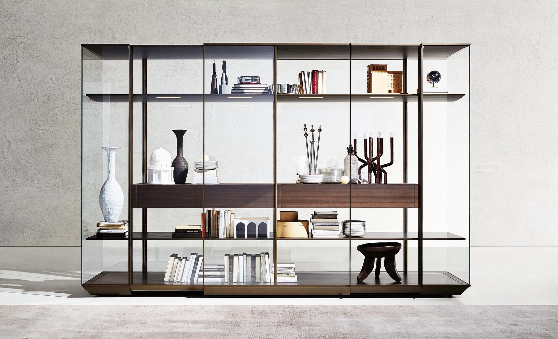 KRISTAL Glass and aluminium display cabinet / wardrobe