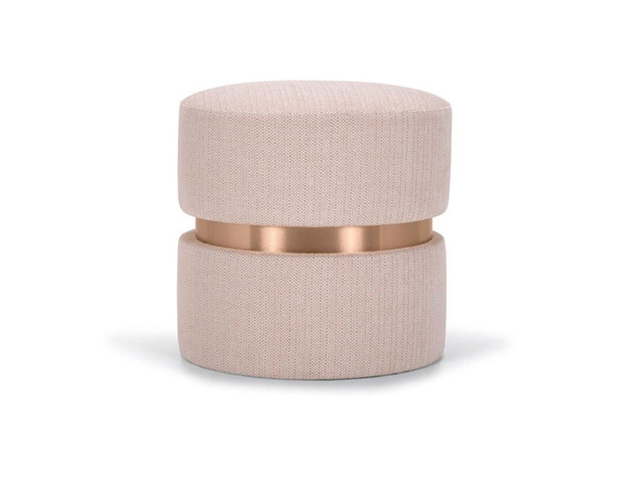TARA Upholstered round fabric pouf