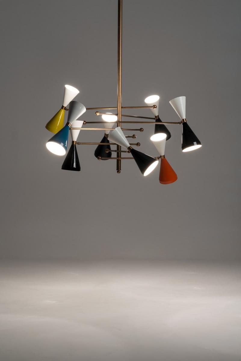 FLIPPER Swivel brass and aluminium pendant lamp