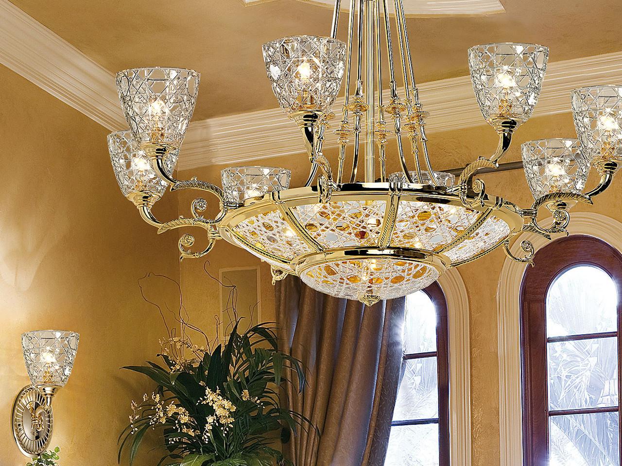 RAFFAELLO 1999/6+8-C Gold plated chandelier with crystal
