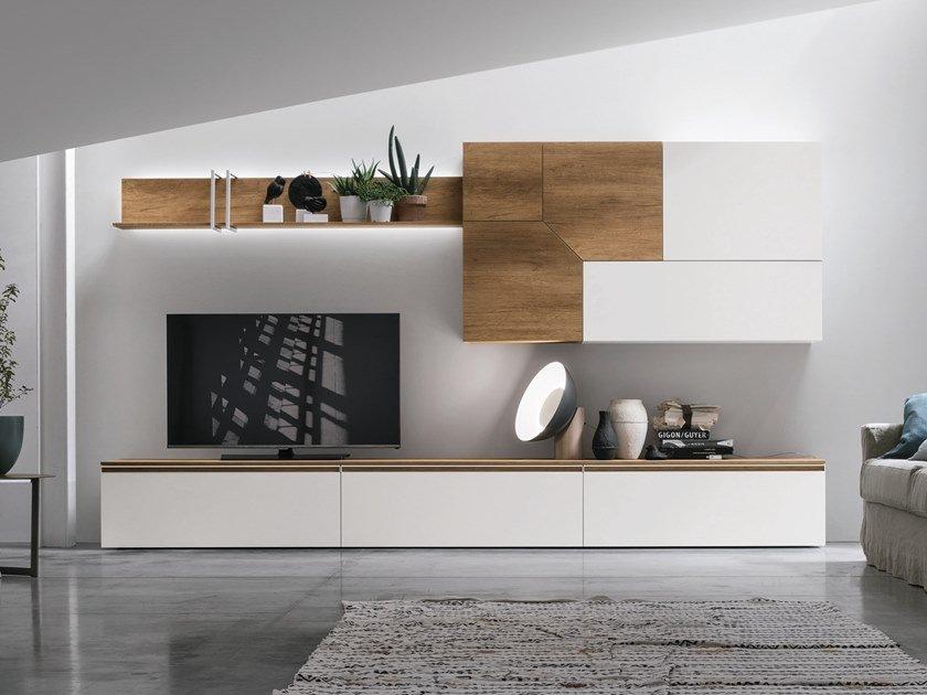 UNIT A109 Sectional storage wall with integrated lighting