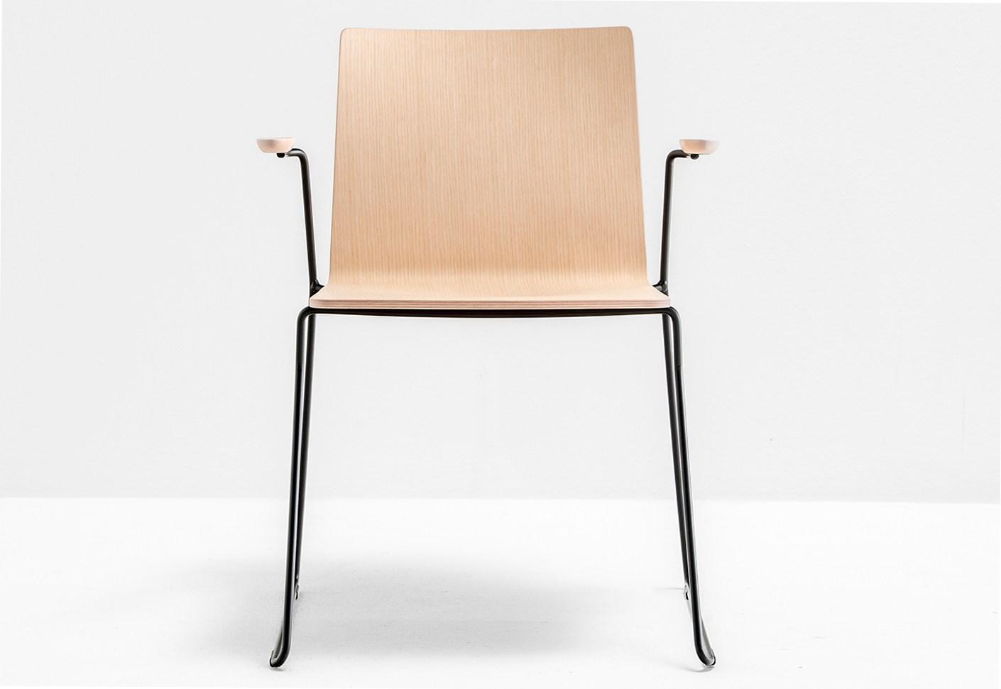 OSAKA METAL 5715 Sled base multi-layer wood chair with armrests