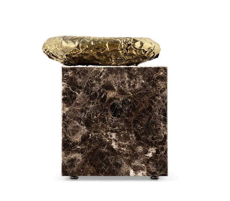 STONEHENGE DARK EMPERADOR Square Dark Emperador marble coffee table