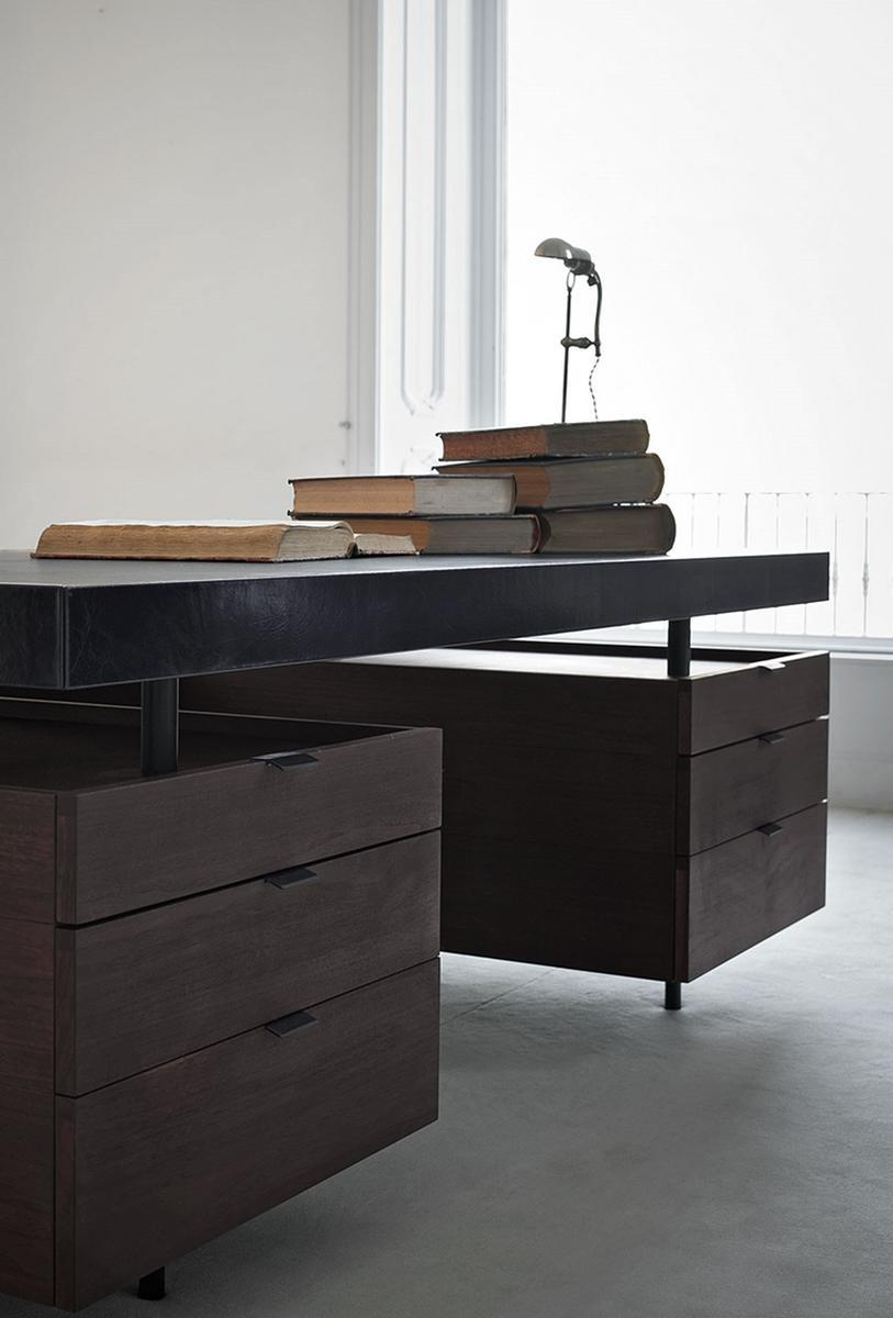 BOURGEOIS Rectangular wooden writing desk with drawers