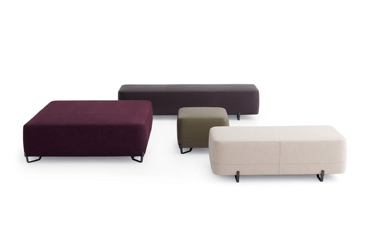 NEW YORK Square leather pouf
