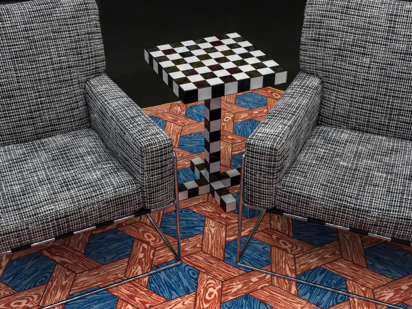 CHESS TABLE Square wooden coffee table