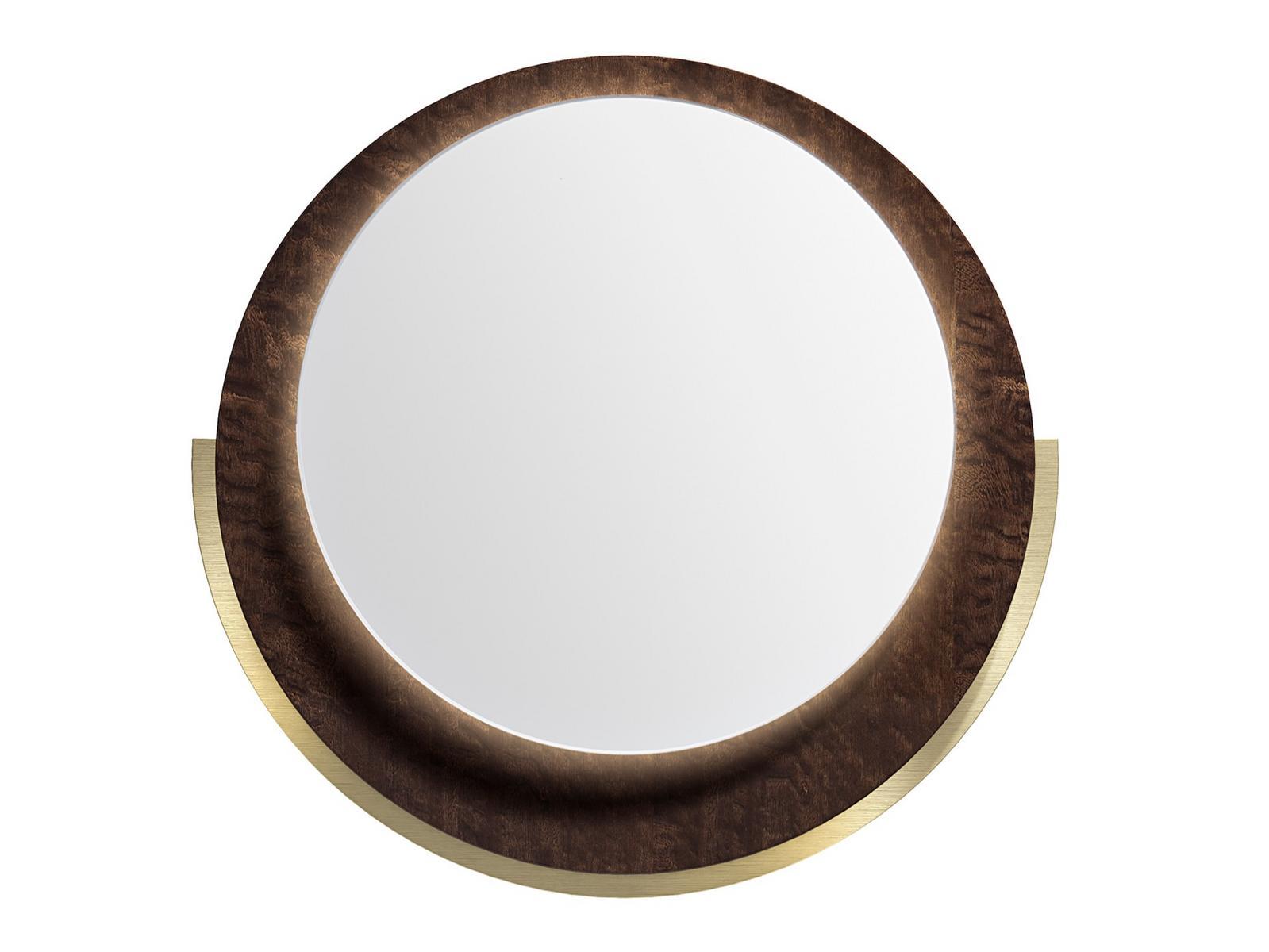 RONDÒ D100 Round framed wall-mounted wooden mirror