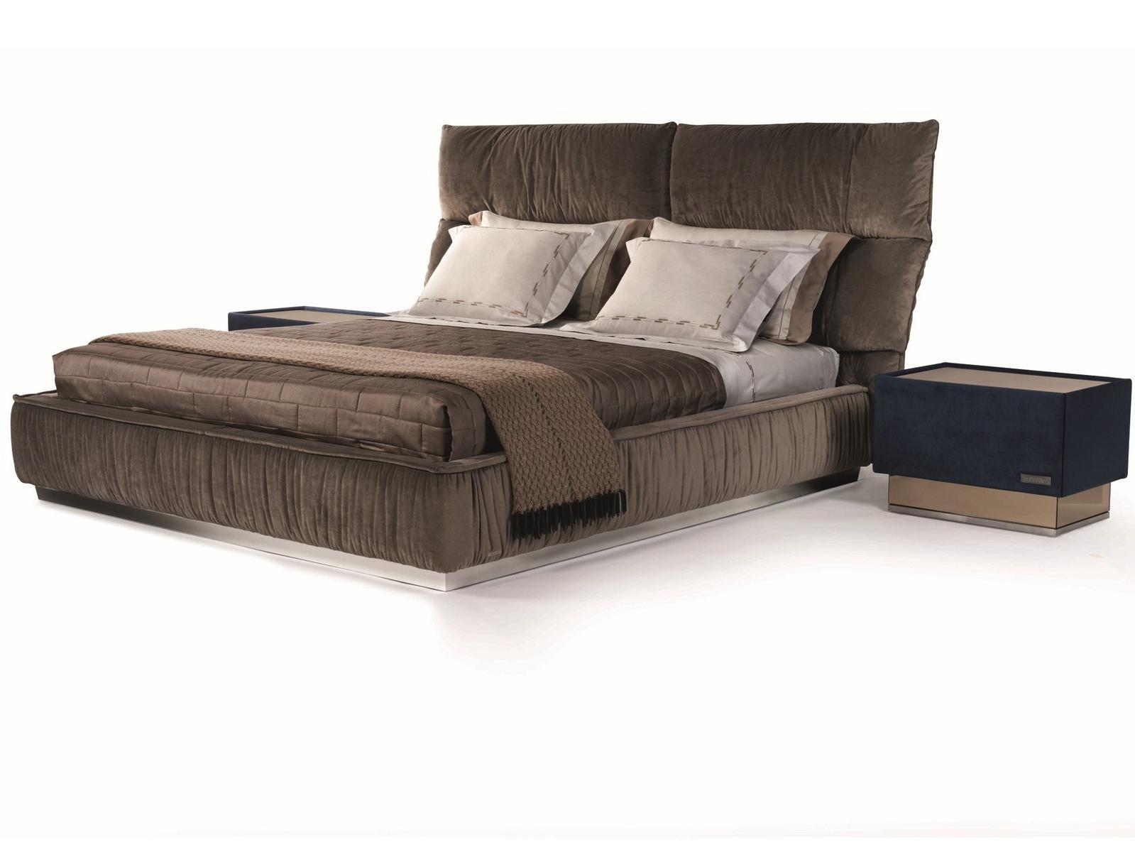 PALAU Fabric double bed with upholstered headboard