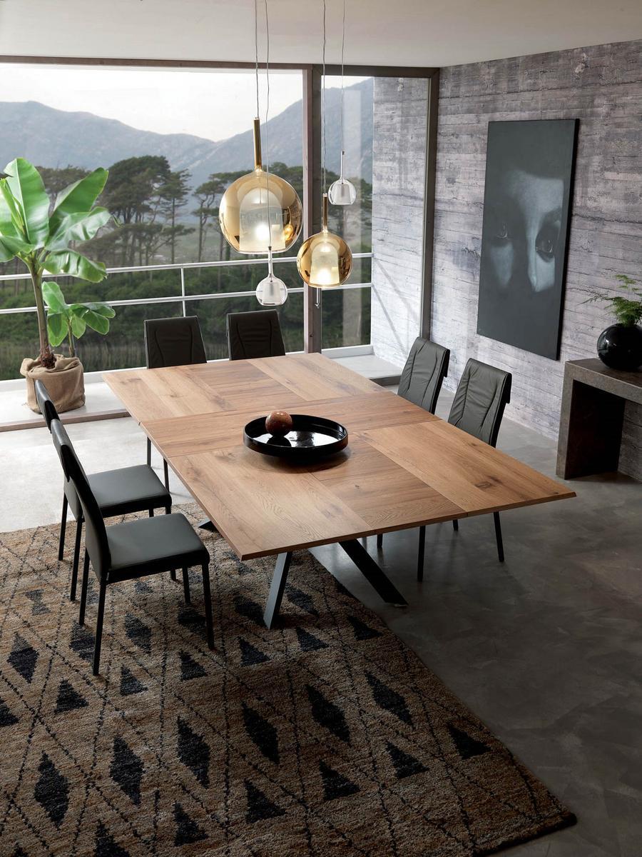 4X4 Extending rectangular steel and wood table