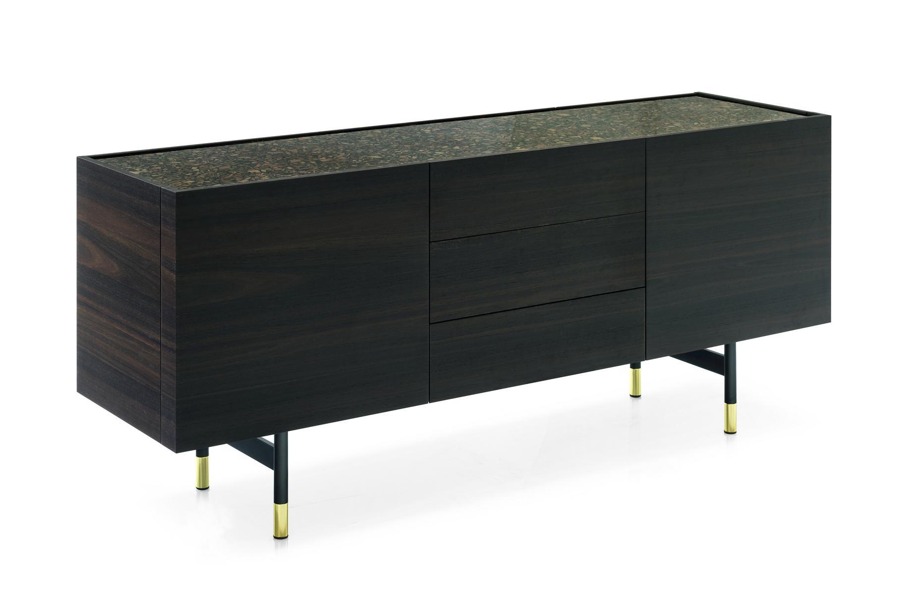 HORIZON Wood veneer sideboard with doors