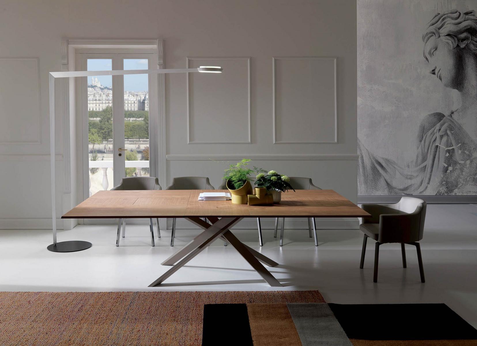 4X4 Extending rectangular steel and wood table