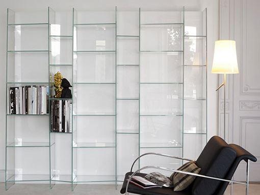 DELPHI H. 190 Freestanding modular glass bookcase