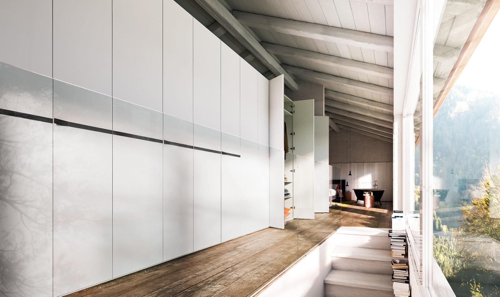 EVEN Modular lacquered wardrobe with drawers