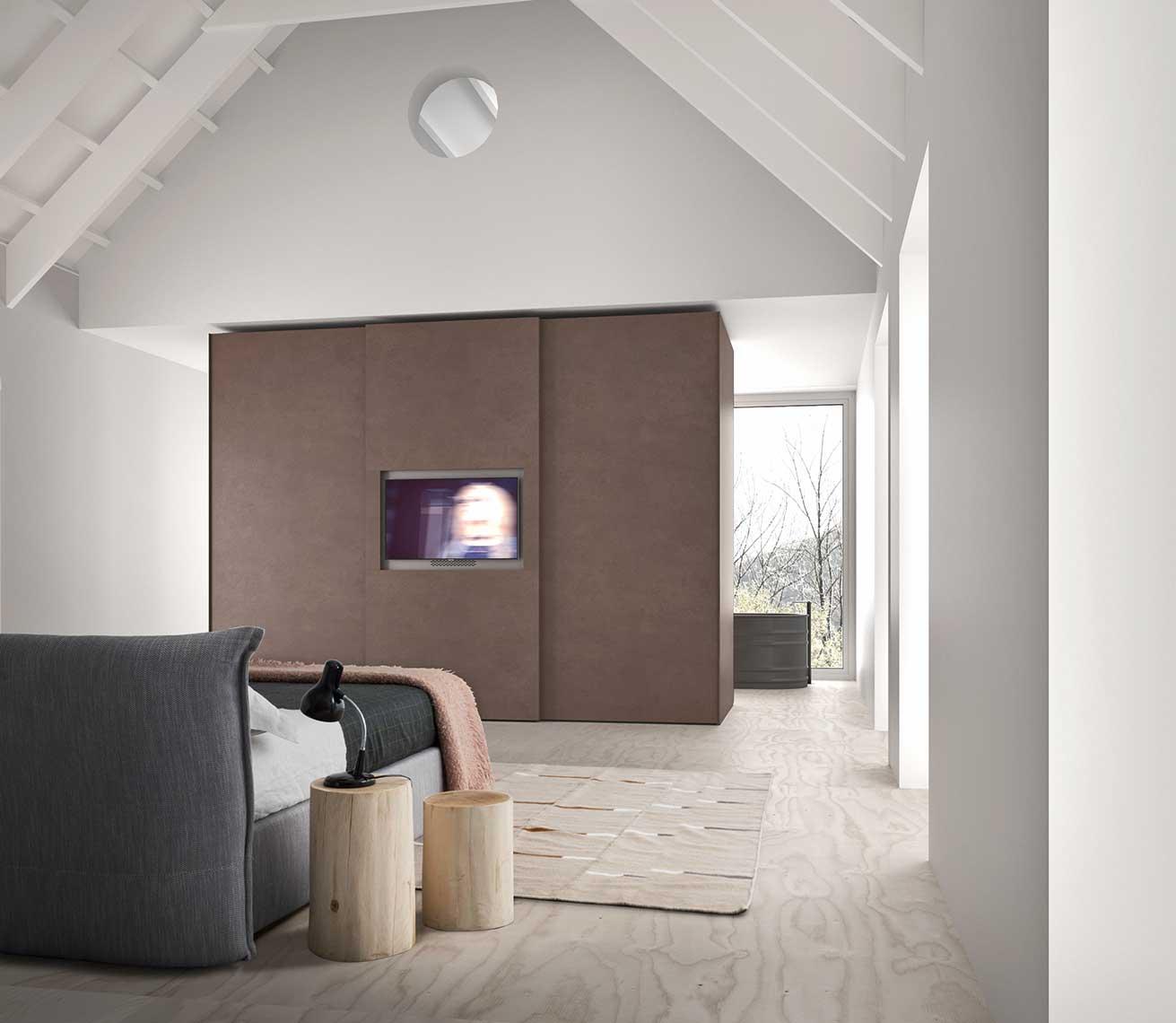 TELEVISION Modular lacquered wardrobe with doors