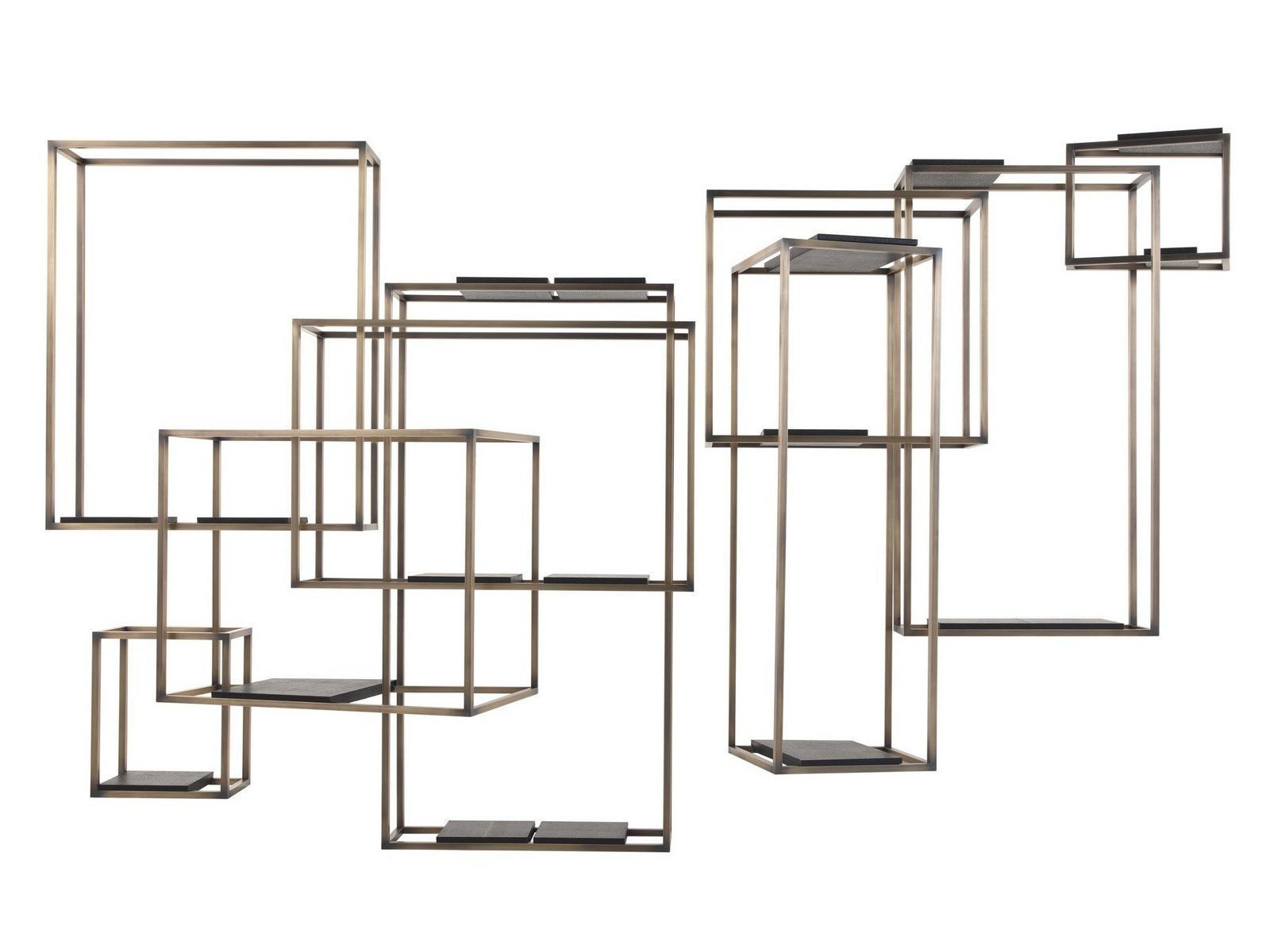 MATRIX Open floating brass bookcase
