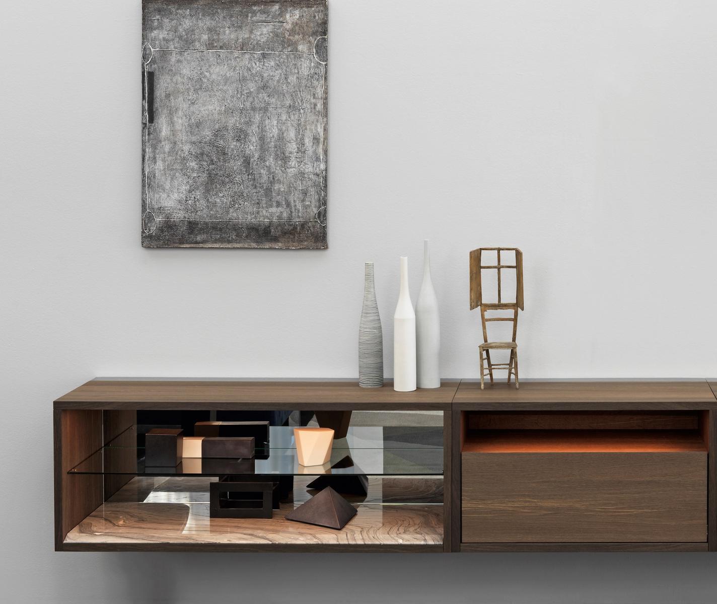 C-SYSTEM Sectional wall-mounted wooden storage wall