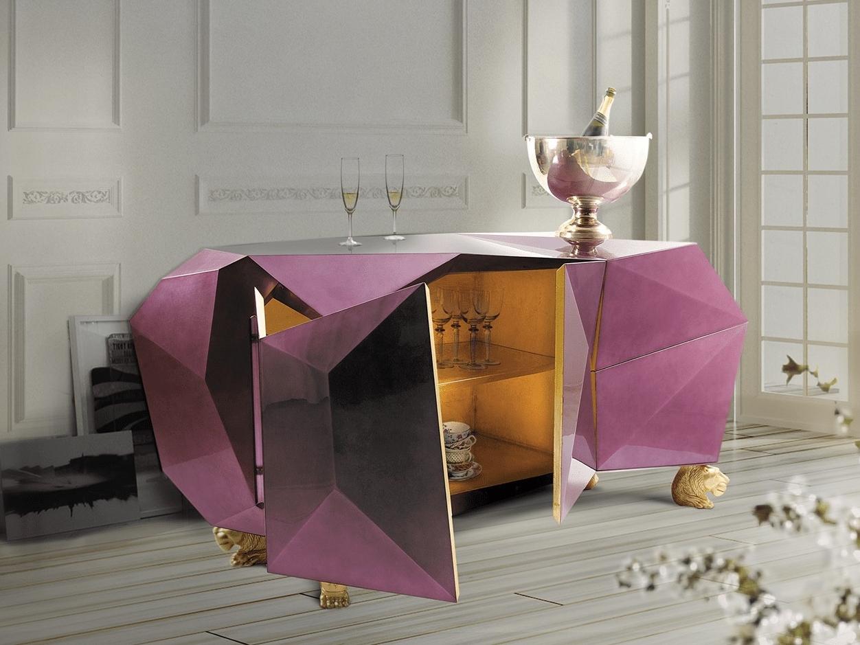 DIAMOND AMETHYST Wooden sideboard with doors