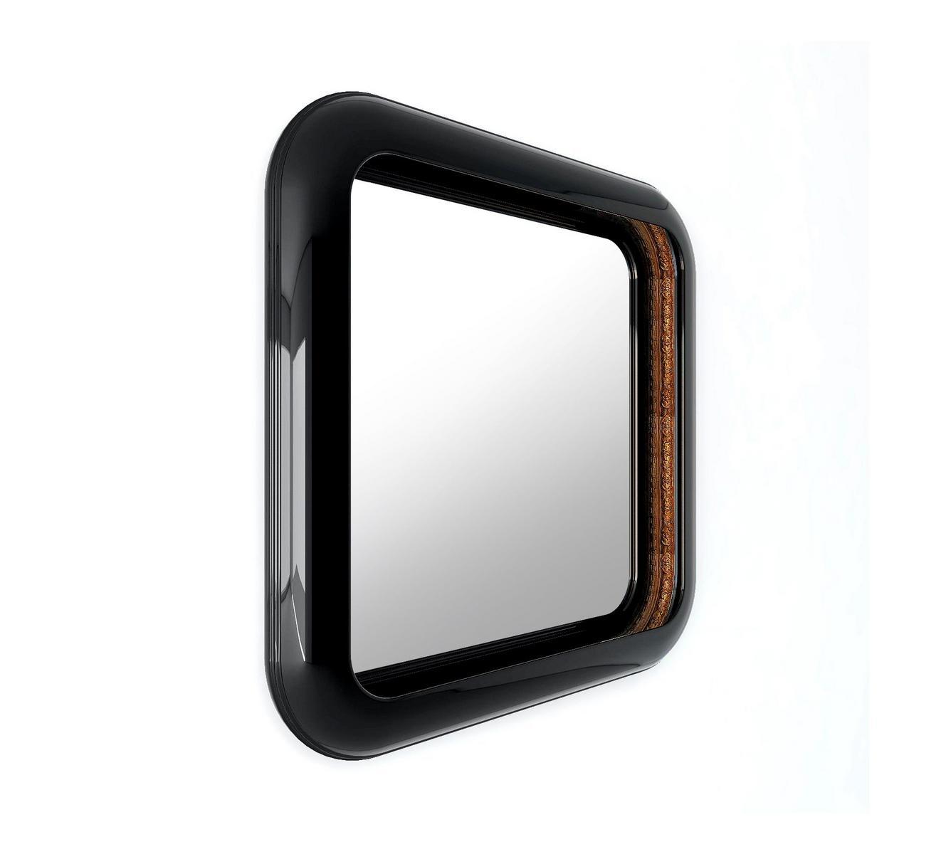 RING Square framed mahogany mirror