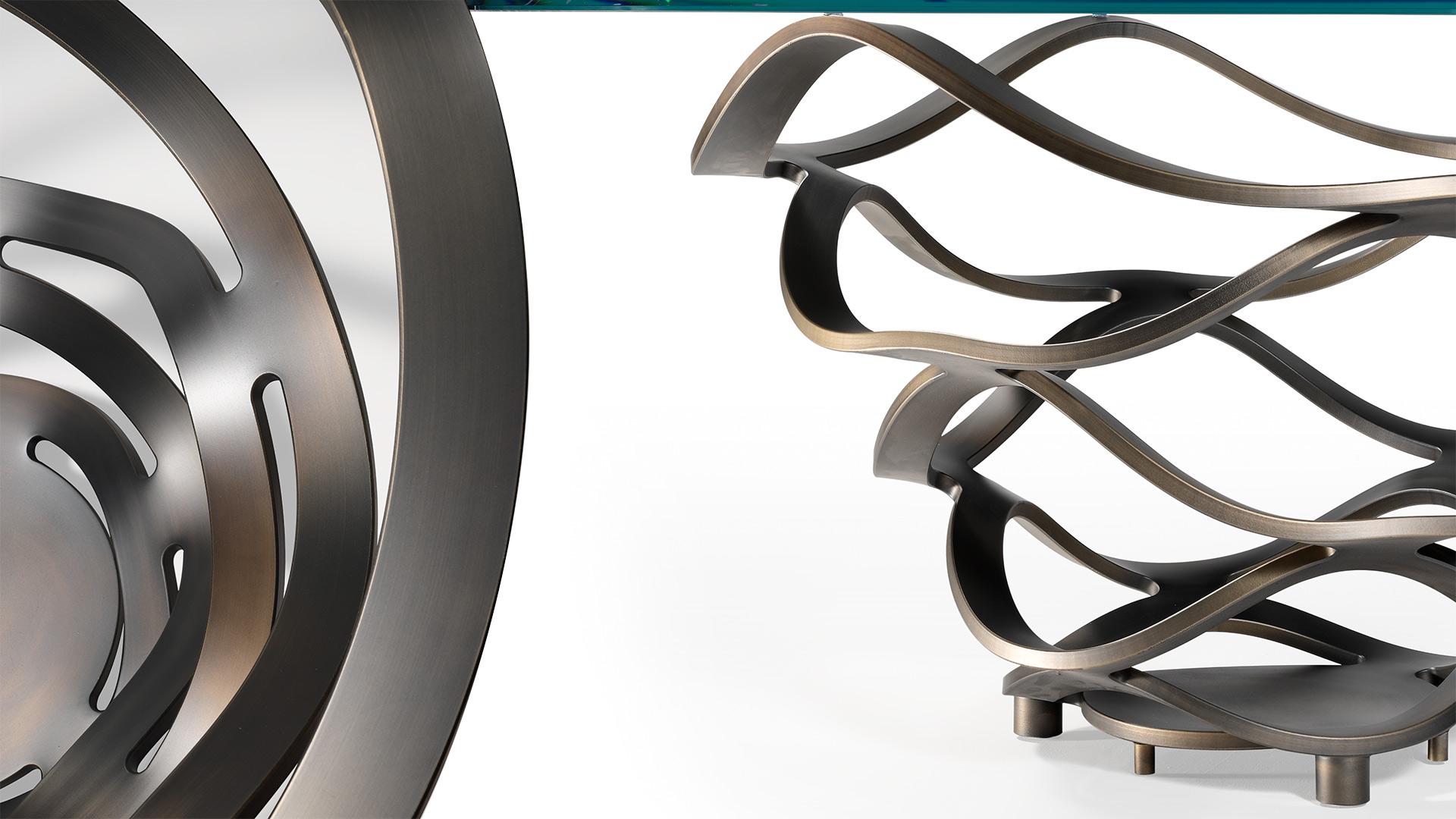 NEOLITICO Round glass dining table