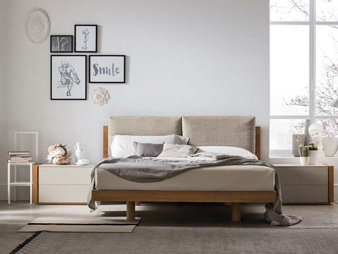 NIKKI Eco-leather double bed with upholstered headboard