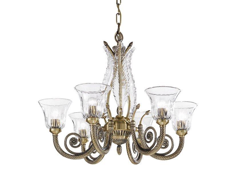 WILLIAM 918/6 Antique Brass finish chandelier with clear crystal
