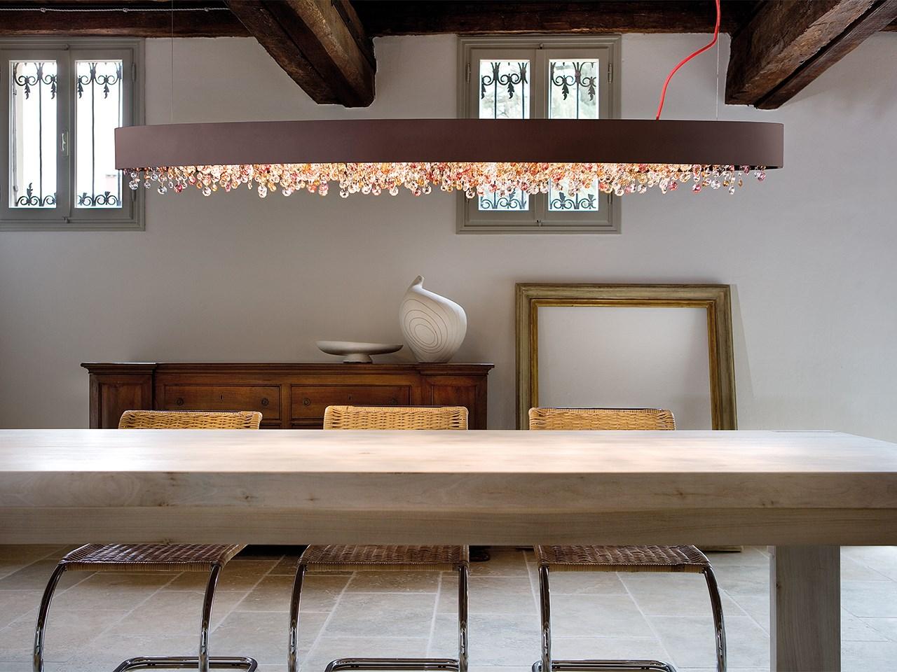 OLÁ S6 OV 160 LED painted metal pendant lamp with crystals