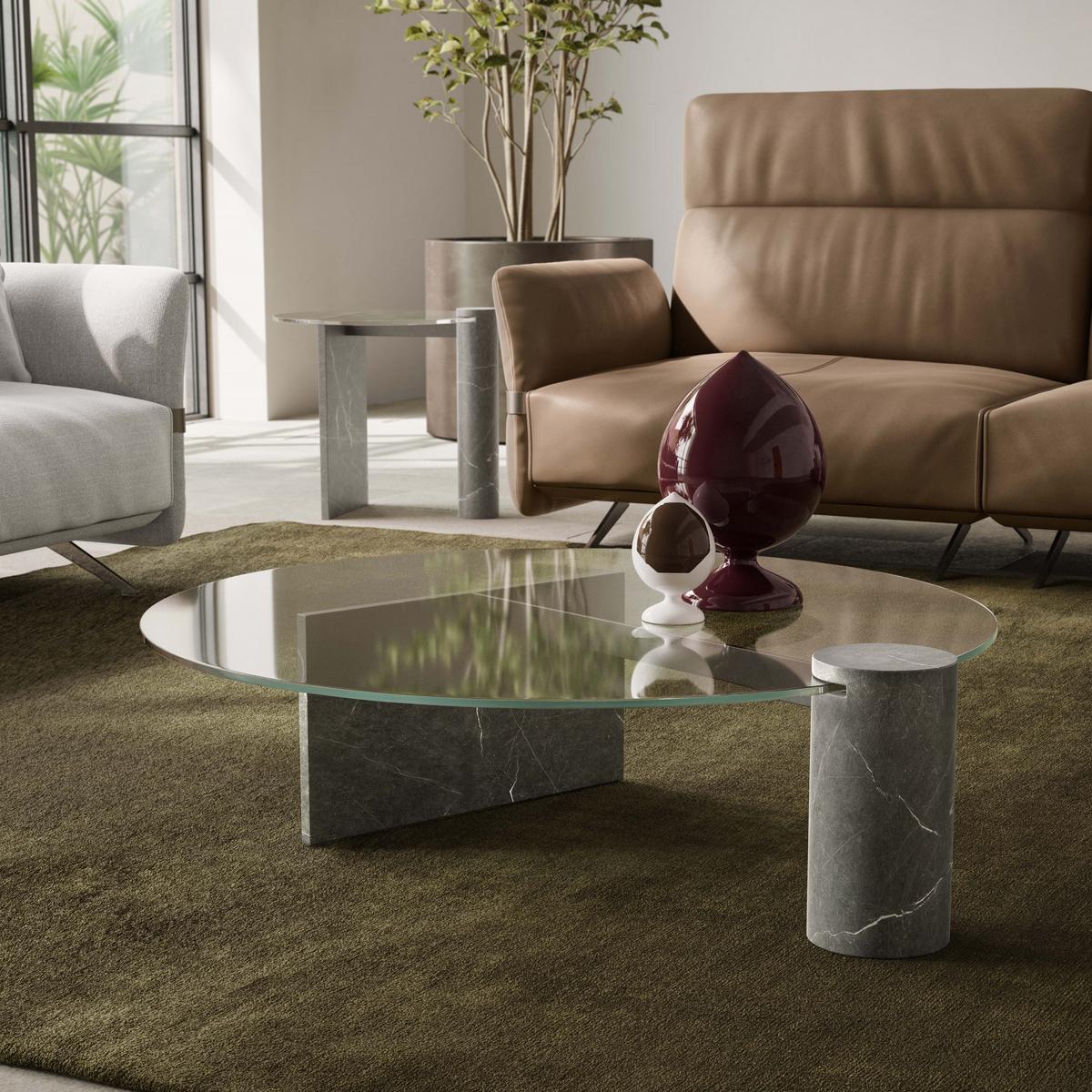 FROST Round tempered glass coffee table