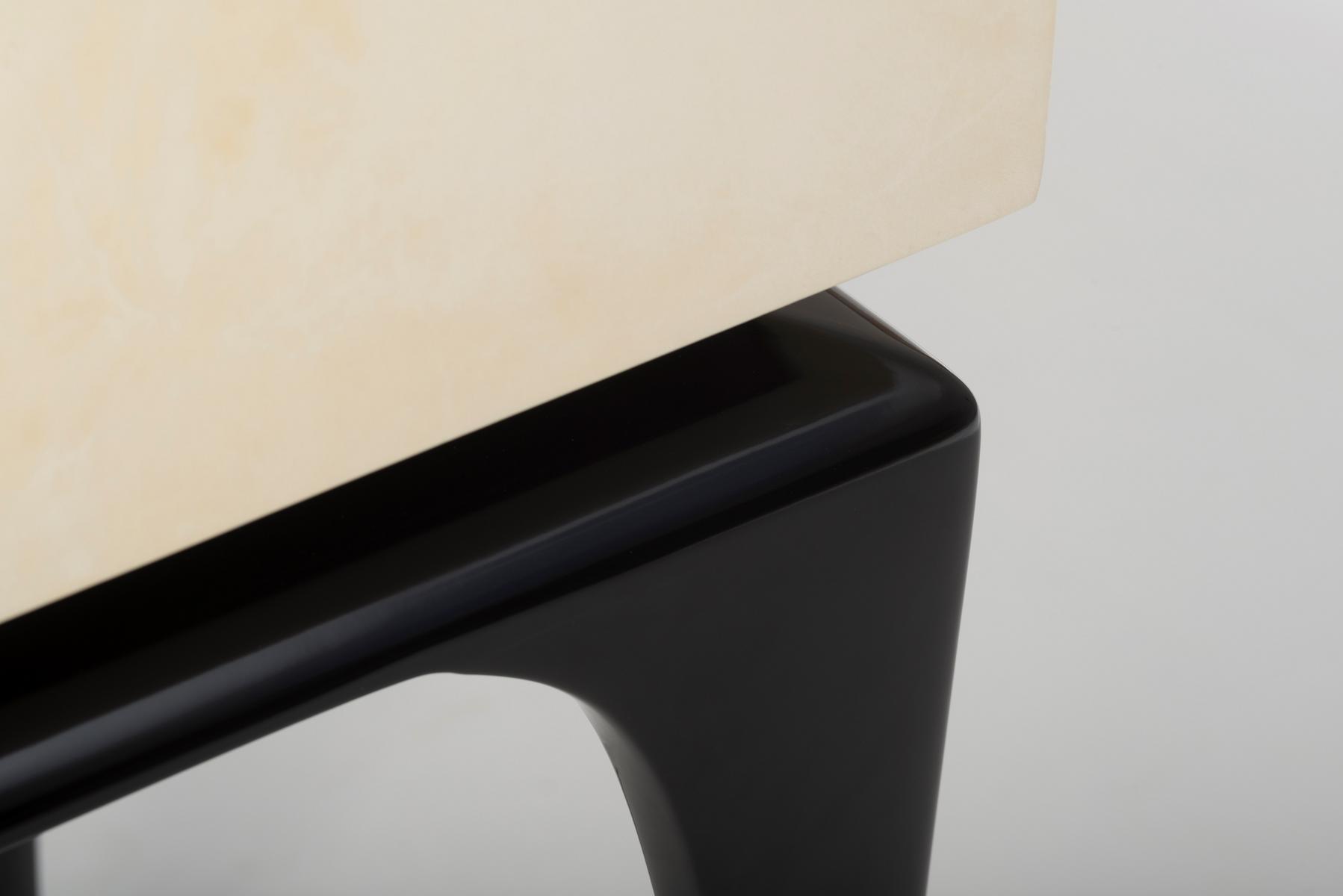 MARTINI Wood veneer and parchment paper bar cabinet
