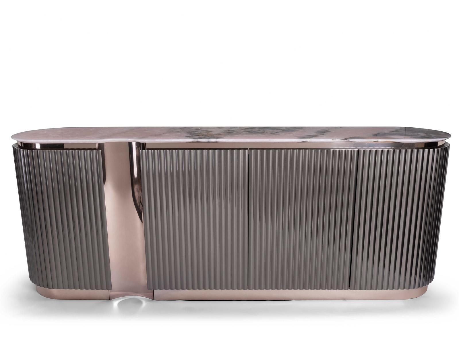 LEONARDO Steel and wood sideboard with doors