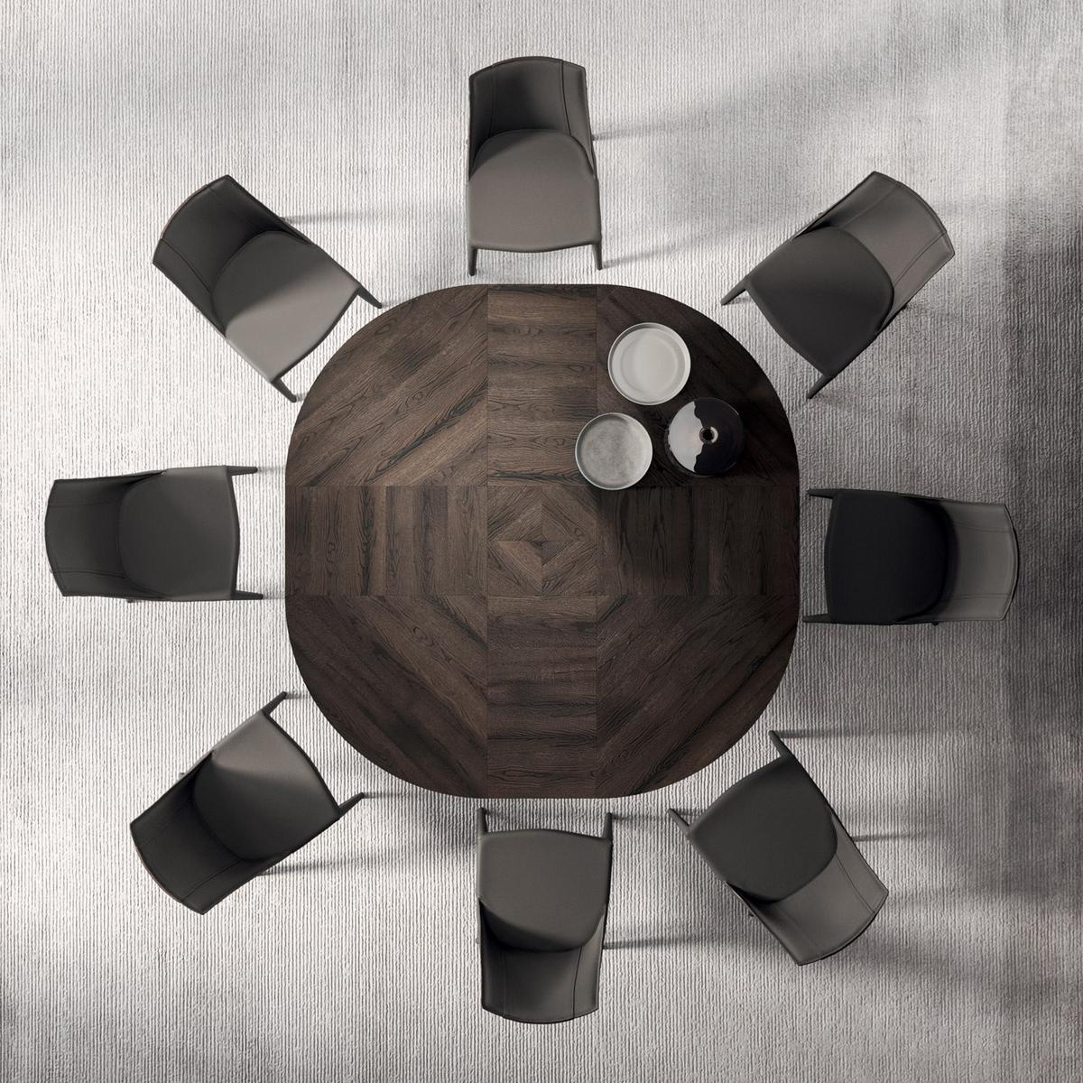 BIG ROUND Extending round steel and wood table