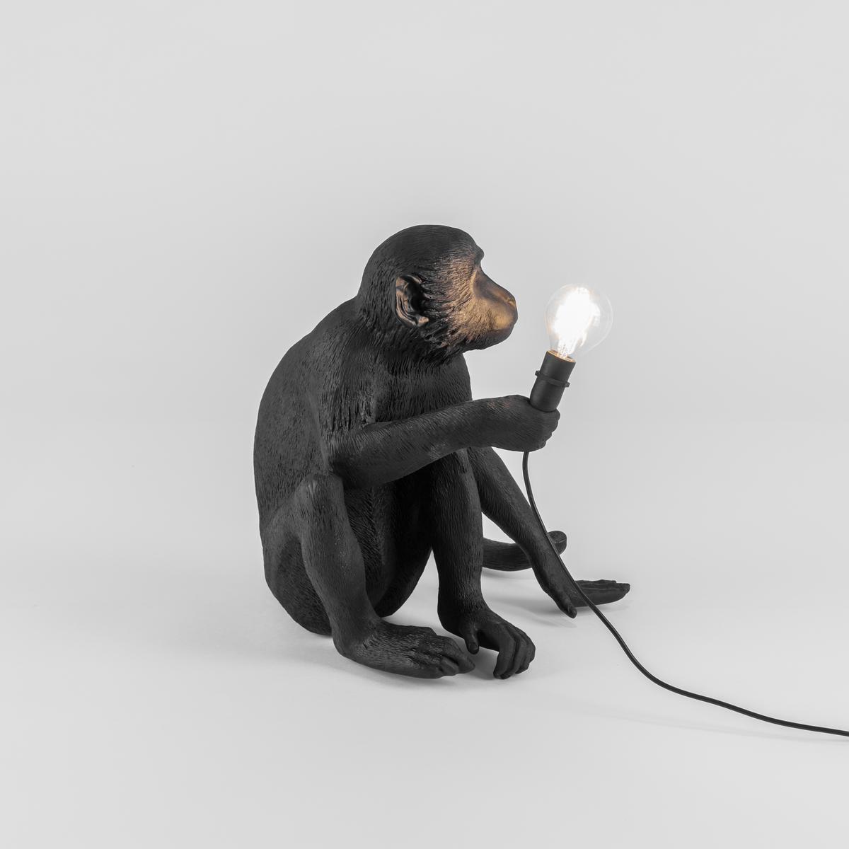 THE MONKEY LAMP BLACK SITTING LED resin floor lamp