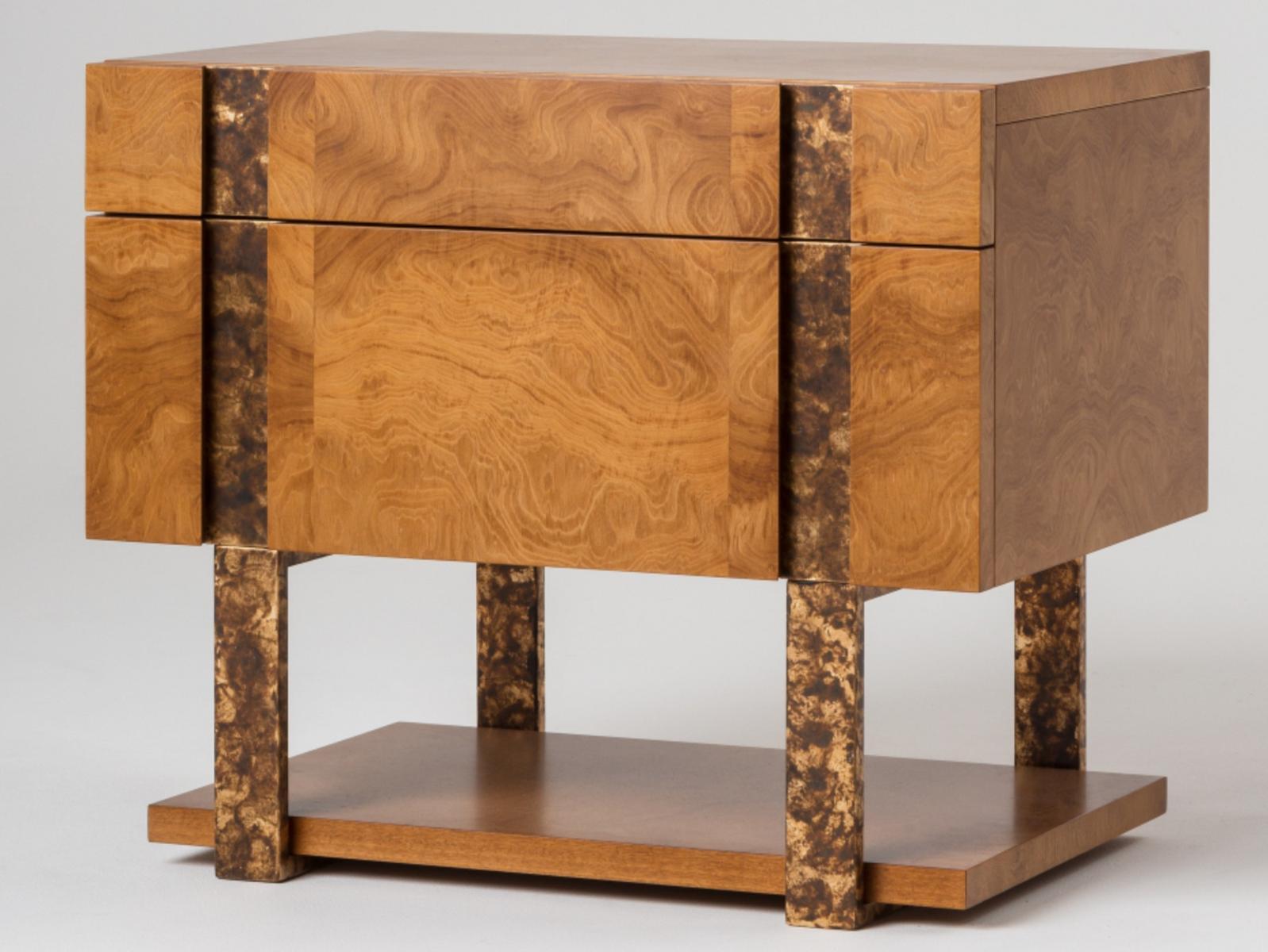 DIADEMA Rectangular wooden bedside table with drawers