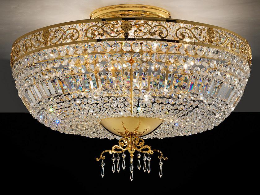 IMPERO &AMP; DECO VE 823 PL12 Incandescent brass ceiling lamp with crystals