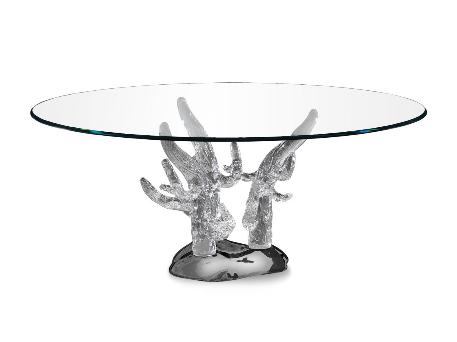 CORALLO Round glass dining table