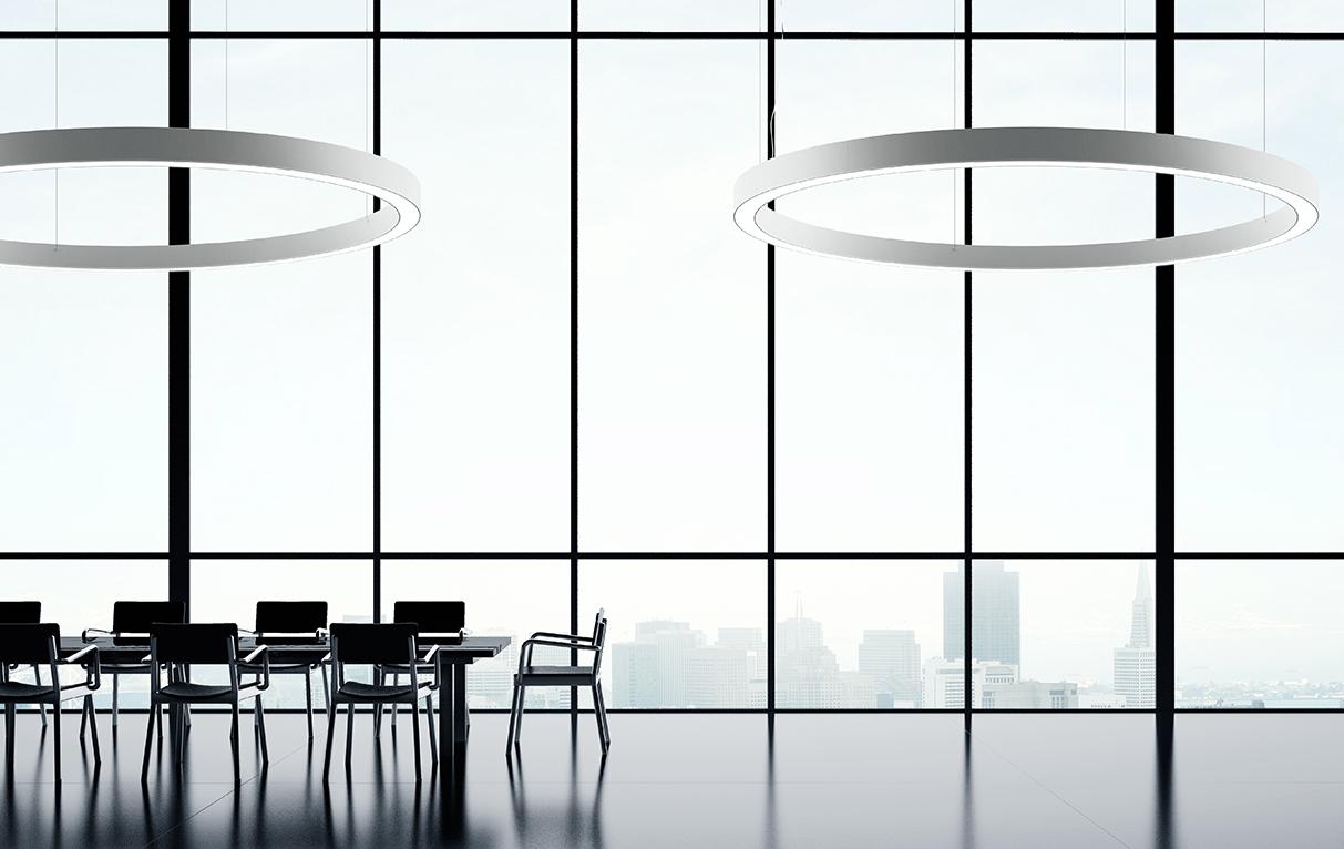 GOLDEN RING Direct-indirect light aluminium pendant lamp