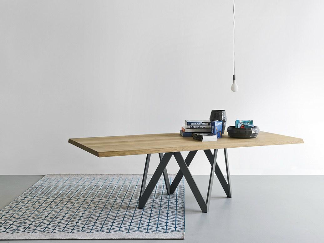 CARTESIO Rectangular wood veneer table