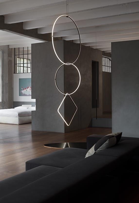 ARRANGEMENTS SQUARE LED powder coated aluminium pendant lamp