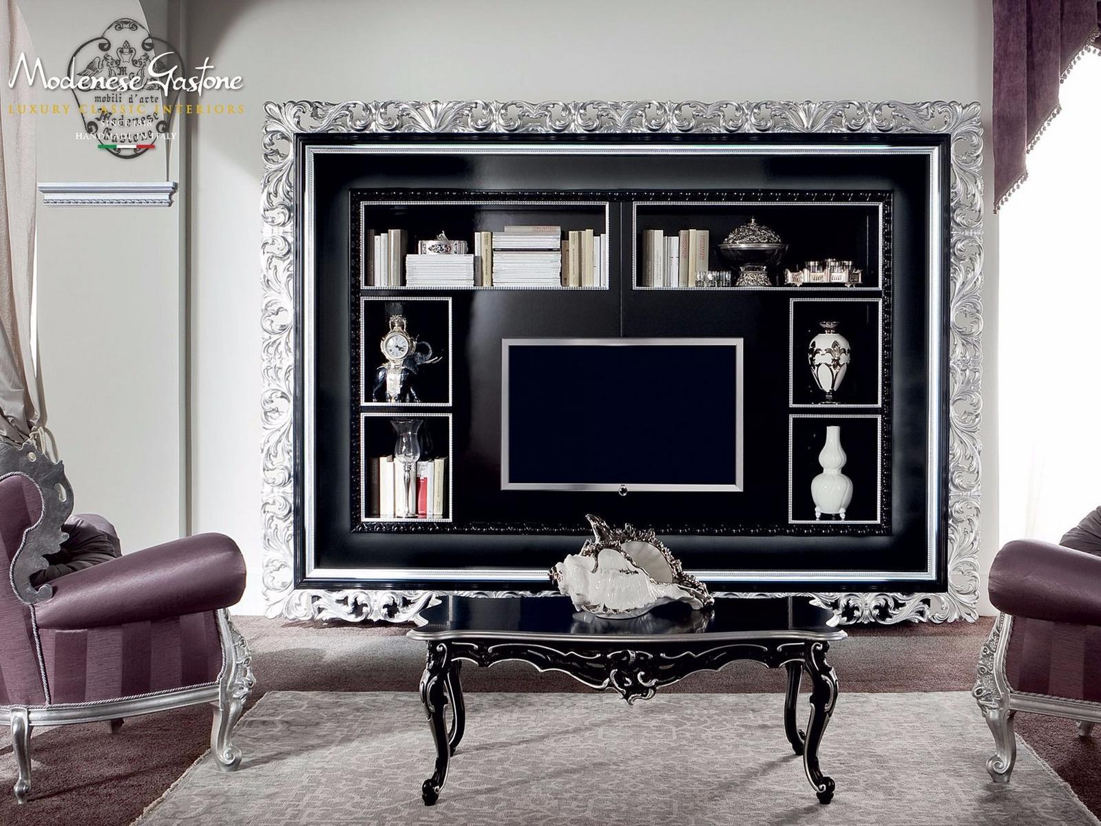 13129 Open wall-mounted bookcase with TV stand