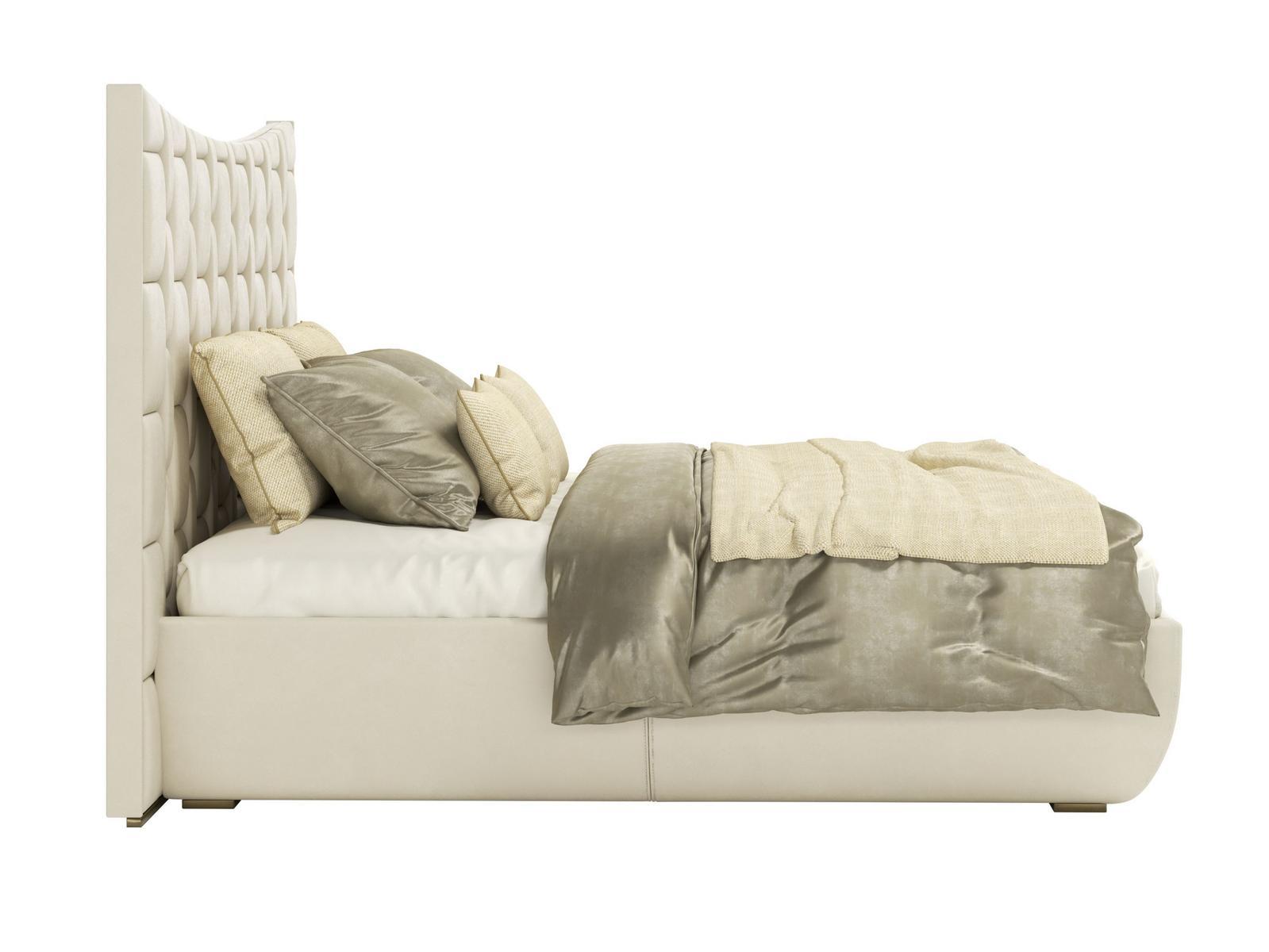 JUBILEE L Leather king size bed with upholstered headboard