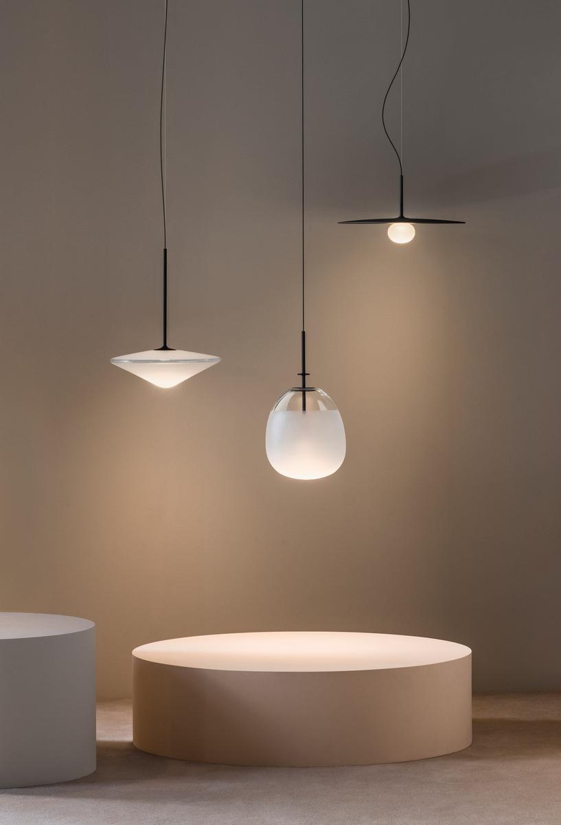 TEMPO 5774_5780 LED direct light glass and steel pendant lamp