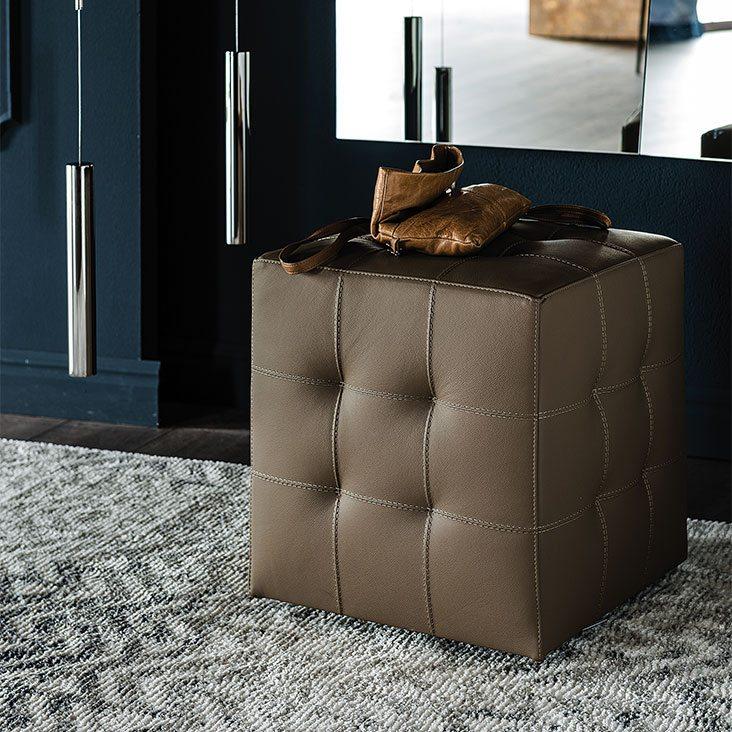 BOB Square eco-leather pouf