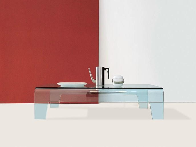 FROG Low rectangular glass coffee table
