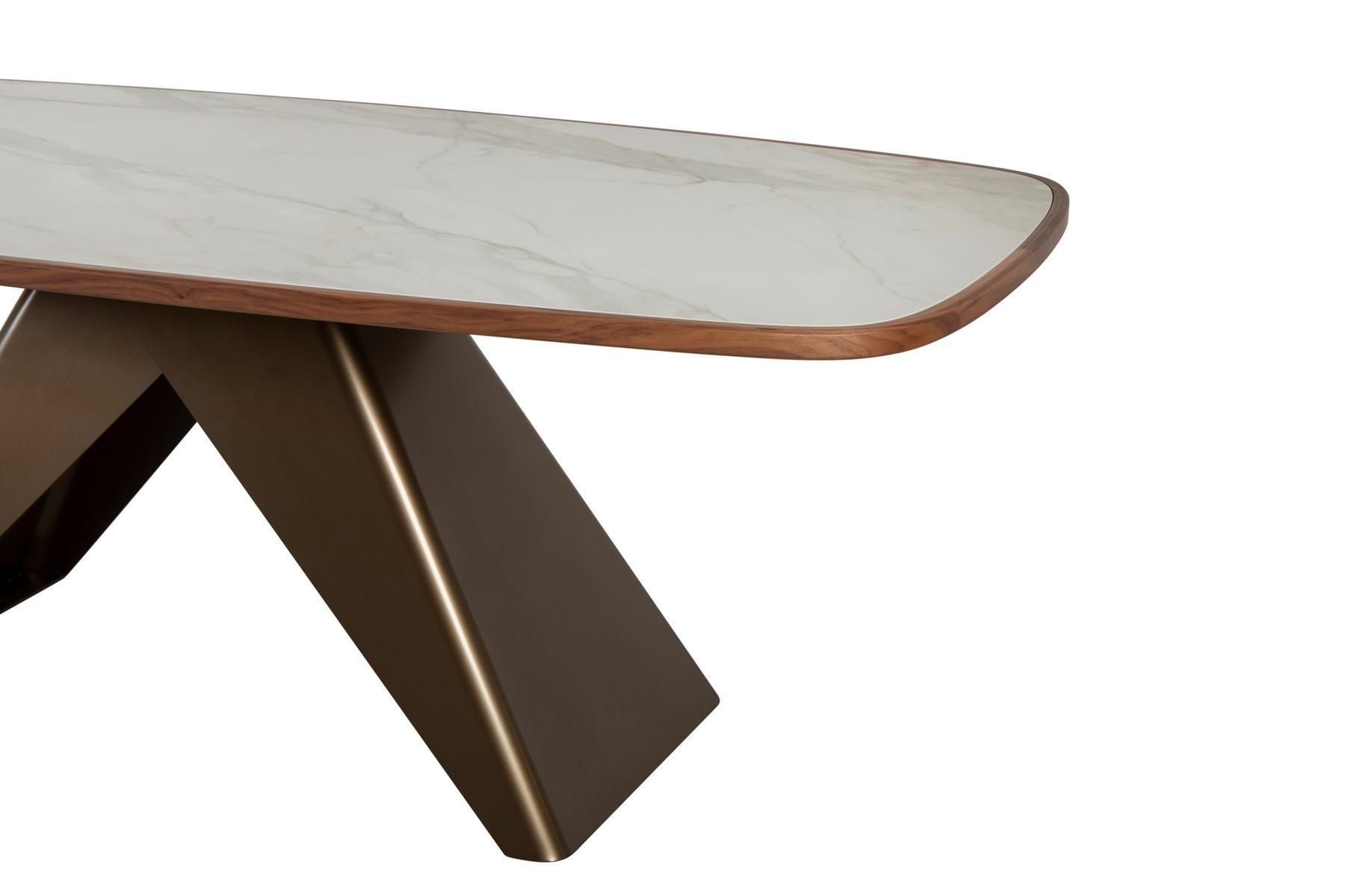 MAITRE Rectangular table in porcelain stoneware and steel base