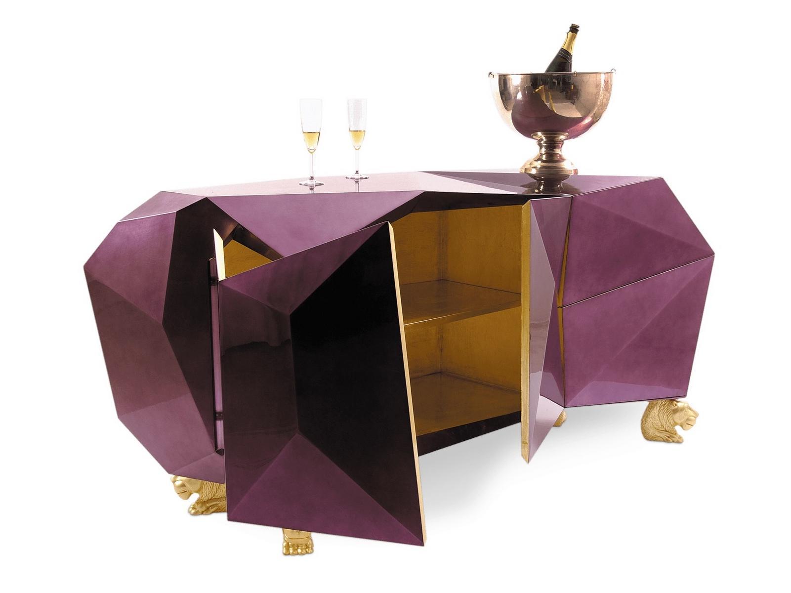 DIAMOND AMETHYST Wooden sideboard with doors