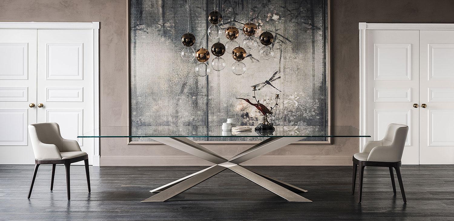 SPYDER Rectangular tempered glass table
