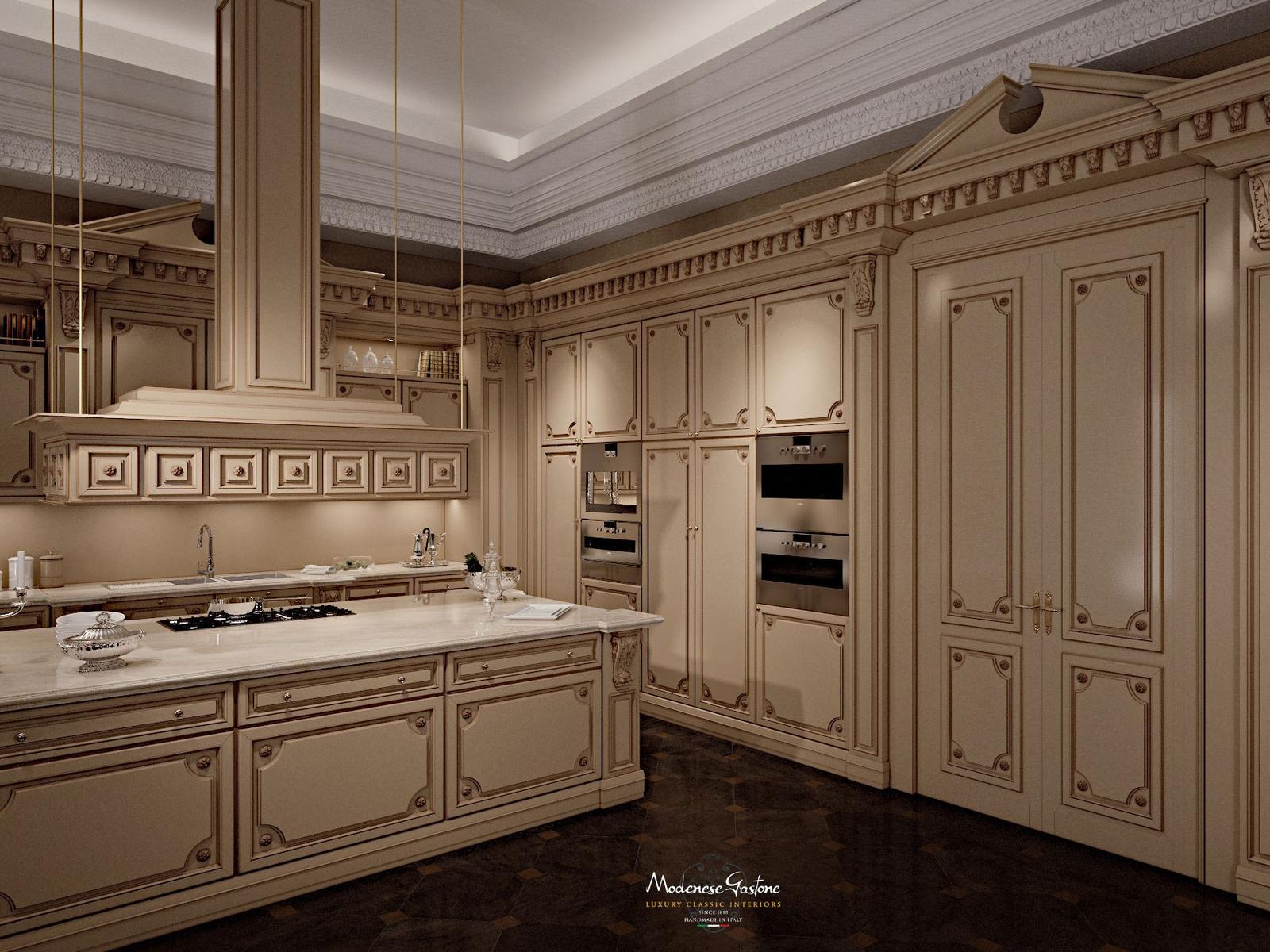 ROMANTICA - LACQUERED AND PATINATED Custom solid wood kitchen